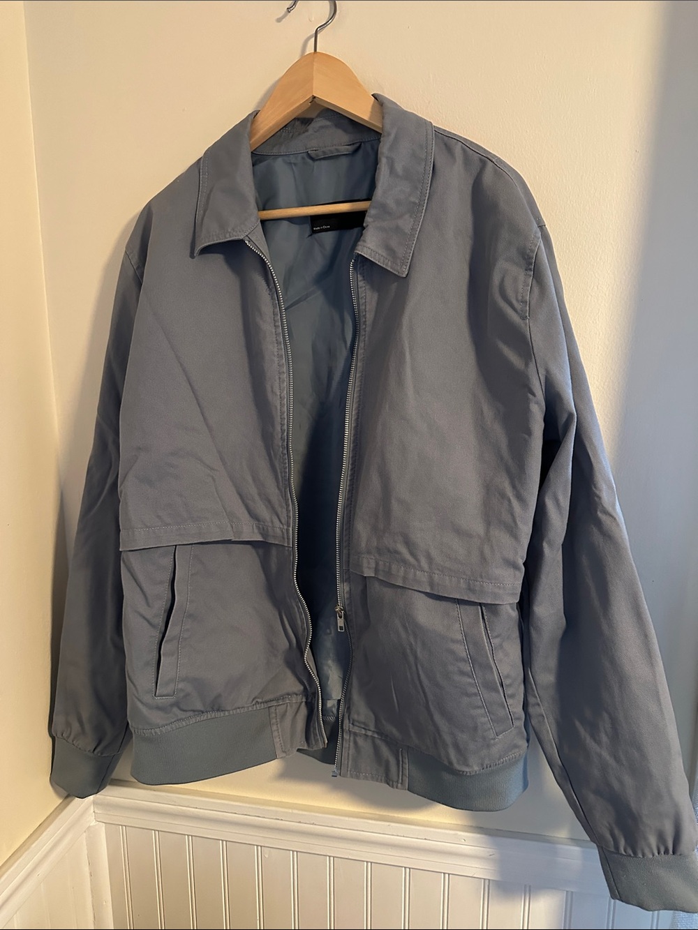 ASOS Men's Washed Slate Blue Bomber Jacket